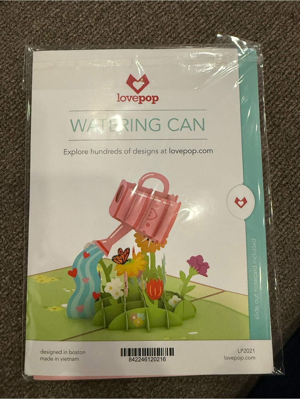Lovepop Kids Pink and Teal Watering Can Pop-Up Card